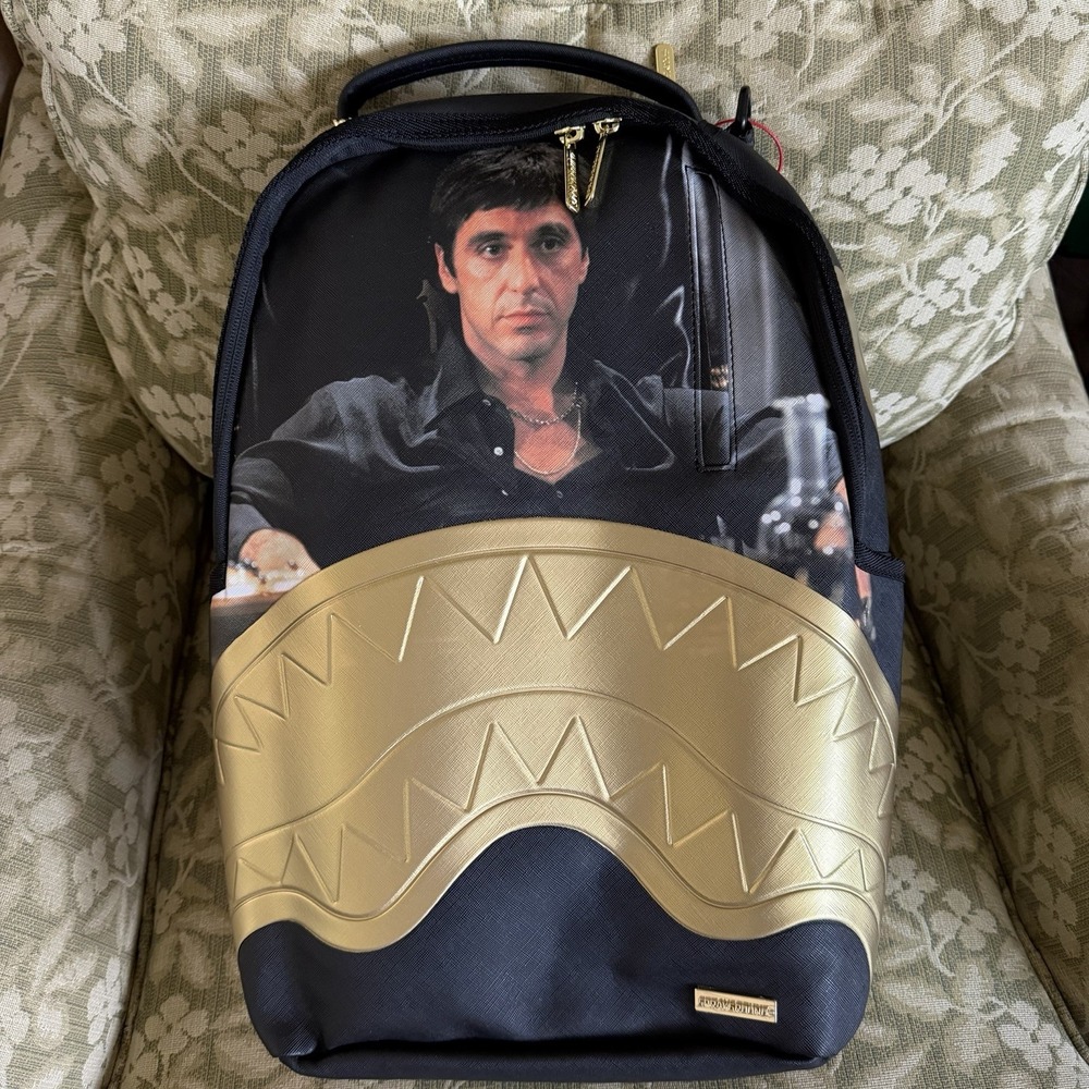 Sprayground Scarface "My Place" Black Gold Backpack NEW AUTHENTIC school travel